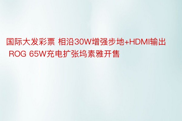 国际大发彩票 相沿30W增强步地+HDMI输出 ROG 65W充电扩张坞素雅开售